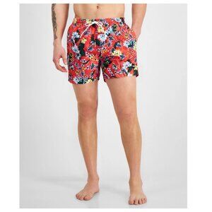 New Hugo Boss Mens Regular fit Swim Trunks Swimwear Large Red Floral Size L